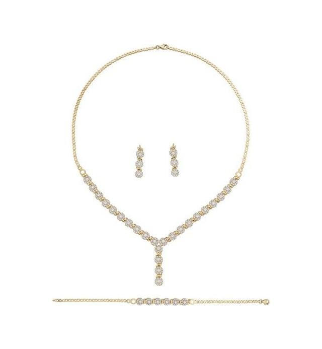 14 Ayar Çiçekli Salkımlı Set Zincirli 22.00 Gram