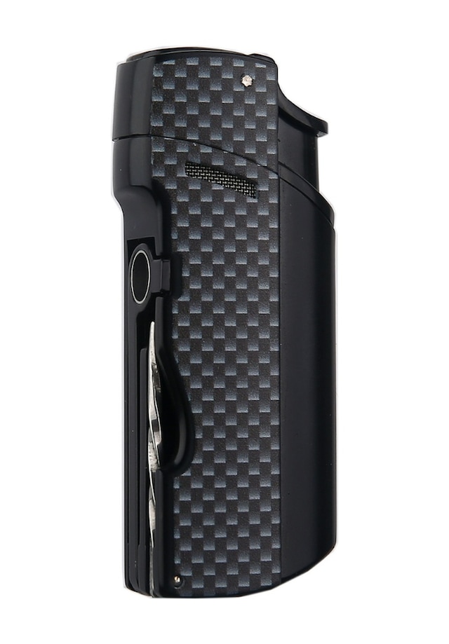 Quantoro Tek Torch Pürmüz Delicili/iğneli Siyah Karbon Desenli Metal Puro Çakmağı - Trz1188