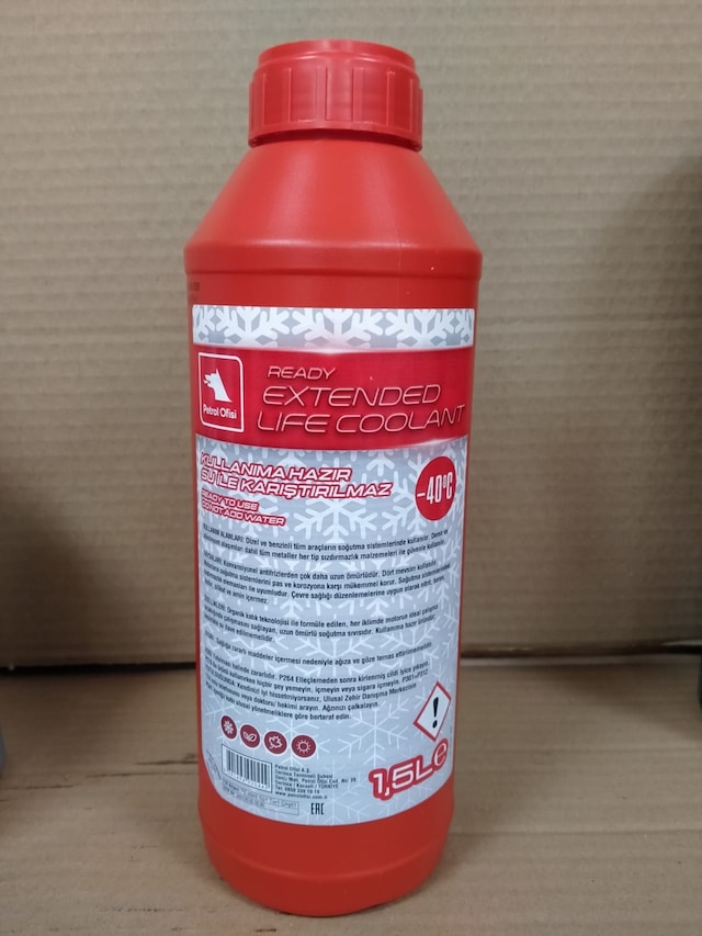 Petrol Ofisi Kırmızı Coolant Antifriz 1.5 Lt -40C 2023 Üretim