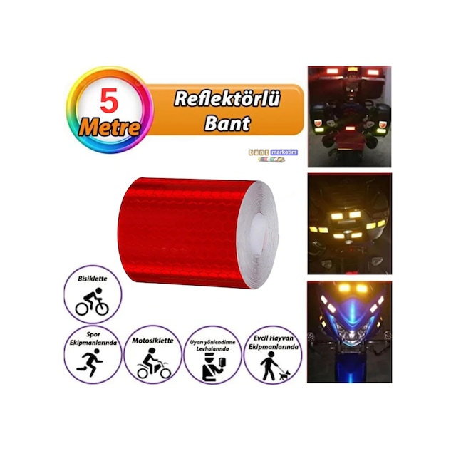 Reflektörlü Reflektif Fosforlu Şerit Bant Petekli Reflekte I Kaz Bandı 5 Cm X 5 Metre Kı Fd8f7