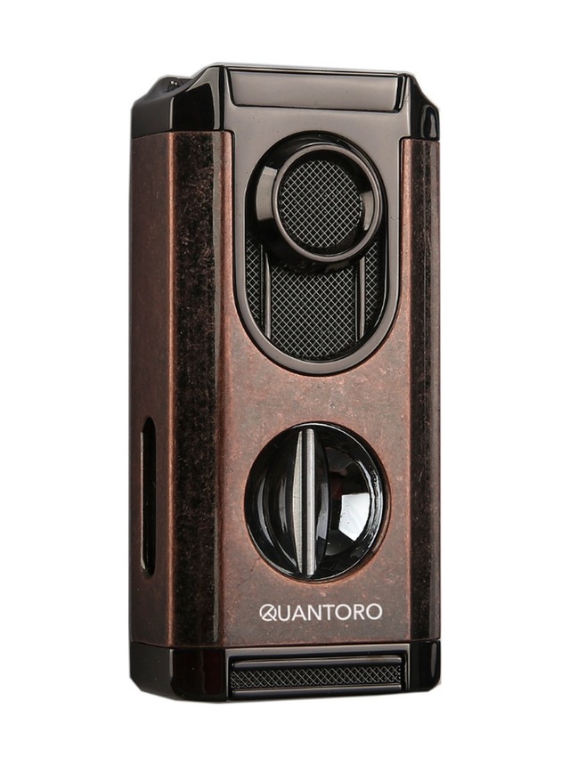 Quantoro 3 Torch Pürmüz V-cut Fırçalı Bakır Metal Puro Çakmağı - Trz1176