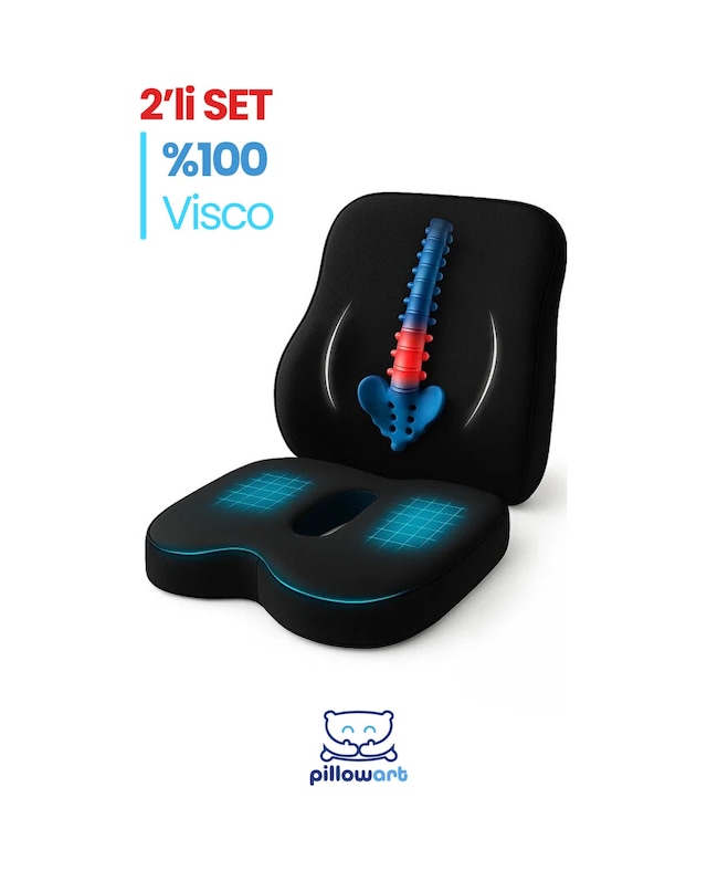 Visco Araç Bel Minderi Ve Araç Oturma Minderi 2'li Takım