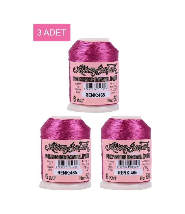 Ers 3 Adet Altınbaşak Oya Ve Dantel İpi 20 Gr - Royaleks - No: 465