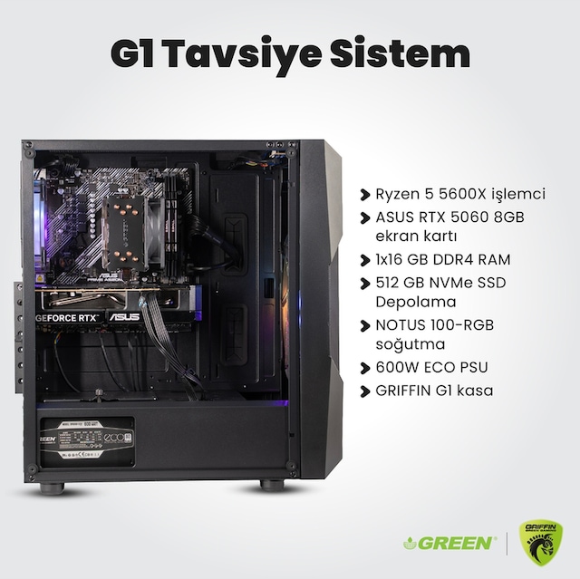 Green GRIFFIN G1 Ryzen 5 5600X RTX 5060 16GB RAM 512GB SSD