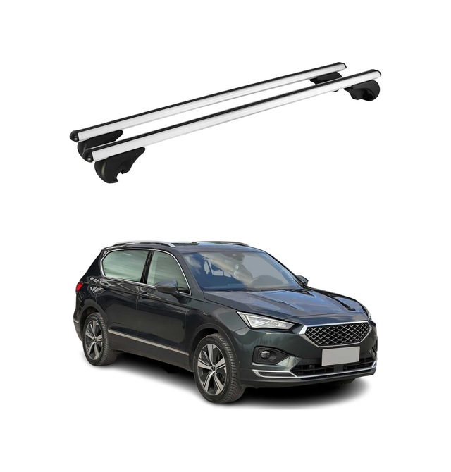 Seat Tarraco 2018-2024 Arası Uyumlu Port Bagaj Taşıyıcı Ara Atkı Alüminyum Gümüş 2 Parça