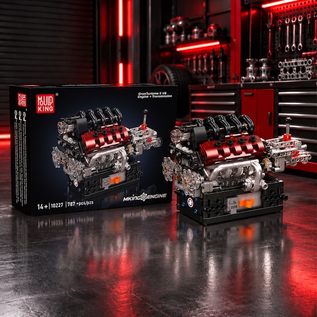 Mould King 10227 V8 Motor Ve Şanzıman Yapım Seti 787 Parça