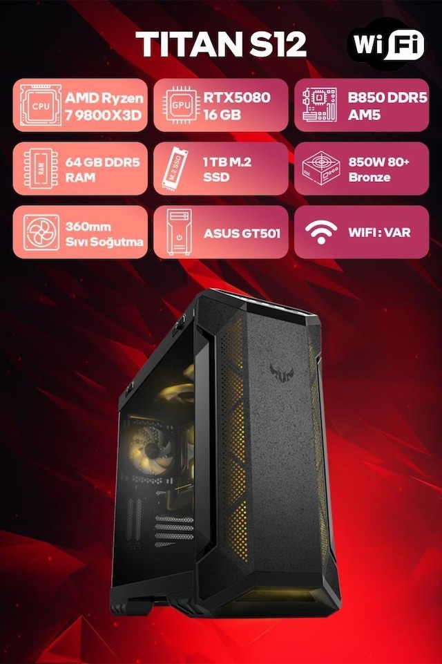 Game Garaj Titan S12 Ryzen 7 9800X3D RTX 5080 64GB RAM 1TB SSD