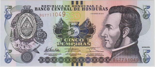 Honduras 5 Lempira 2012 Çil.