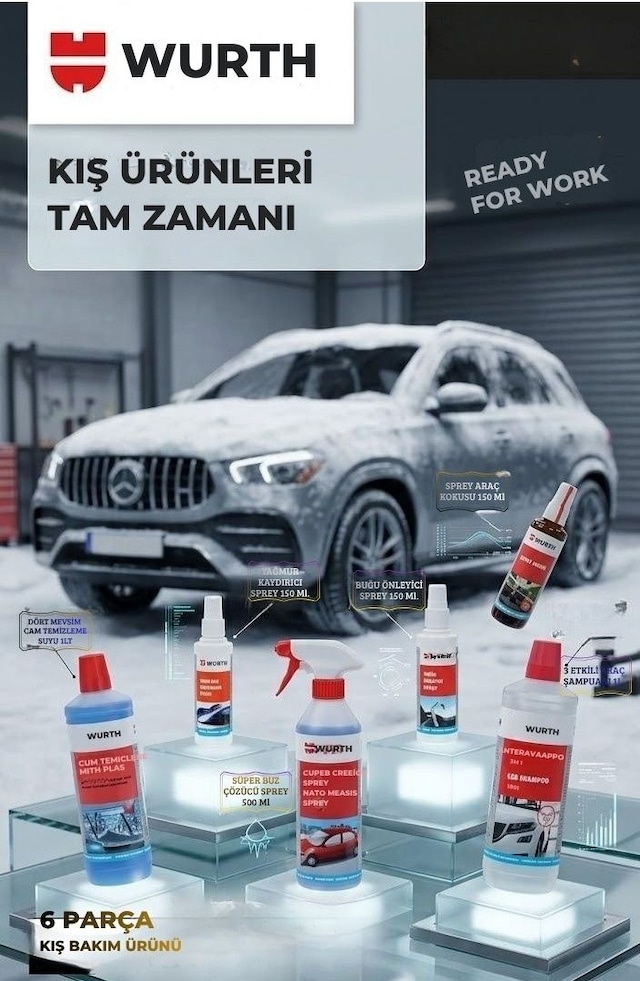 Würth Kış Bakım Ürünleri Seti Araçlar İçin Komple Koruma Ve Temizlik