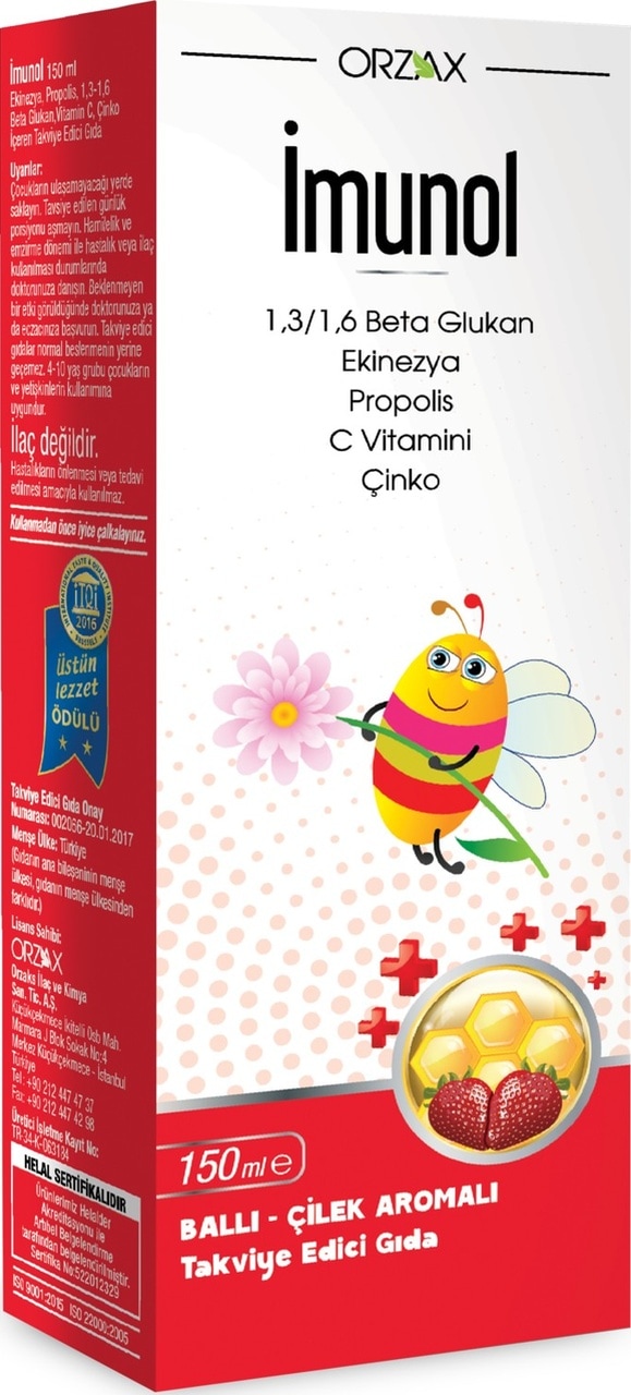 Orzax İmunol Ballı Çilekli Şurup 150 ML