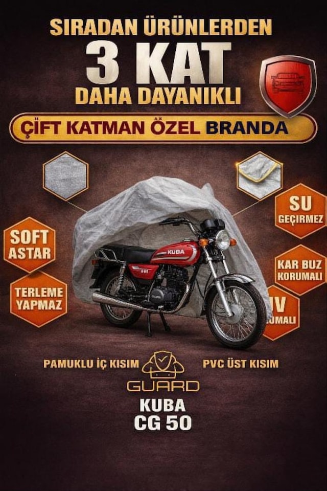 Carguard Kuba Cg 50 / 100 Uyumlu Fitilli Motosiklet Brandası Motor Örtüsü-arka Çanta Uyumlu