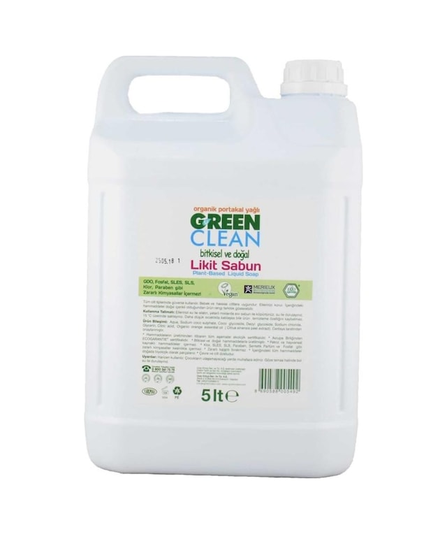 U Green Clean Organik Portakal Yağlı Bitkisel Likit Sabun 5 L