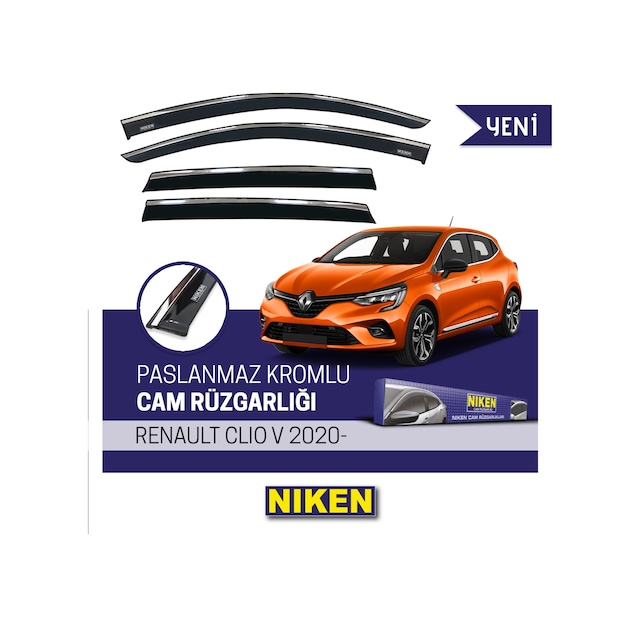 Renault Clio 5 Kromlu Cam Rüzgarlığı Niken 2020 Sonrası