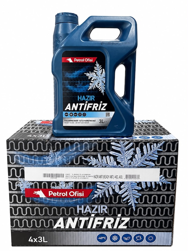 Petrol Ofisi Hazır Antifriz 3 Lt X 4 Adet 8.ay 2026 Üretim Yeşil