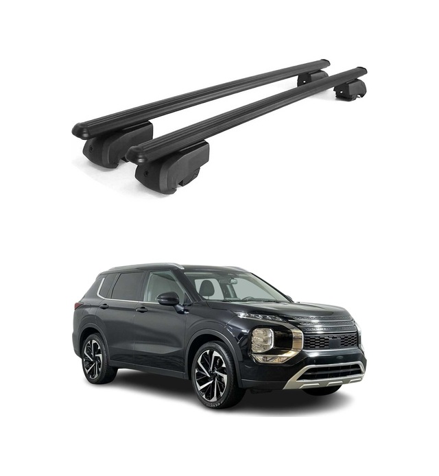 Mitsubishi Outlander Iv 2021-2027 Arası Uyumlu Port Bagaj Taşıyıcı Ara Atkı Alüminyum Siyah 2 Parça