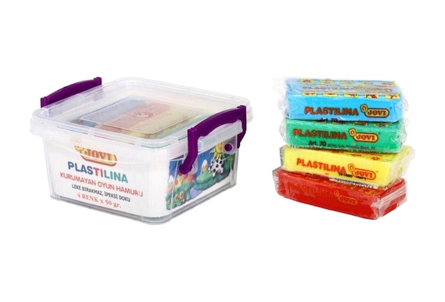 Jovi Plastilina 4 Renk Kurumayan Oyun Hamuru Plastik Kap