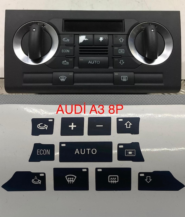 Audi A3 8p Uyumlu Klima Tuş Kaplaması Sticker Etiket Tamir Kiti 1 Adet