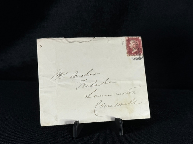 İngiltere Klasik Dönem 1872 Victoria Dönemi Red Penny Pullu Zarf Postadan Geçmiş Varış Damgalı