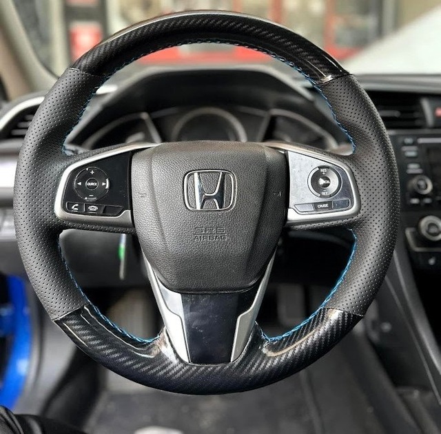 Honda Civic Fc5 Araca Özel Direksiyon Kılıfı 5d Kristal Karbon S Siyah