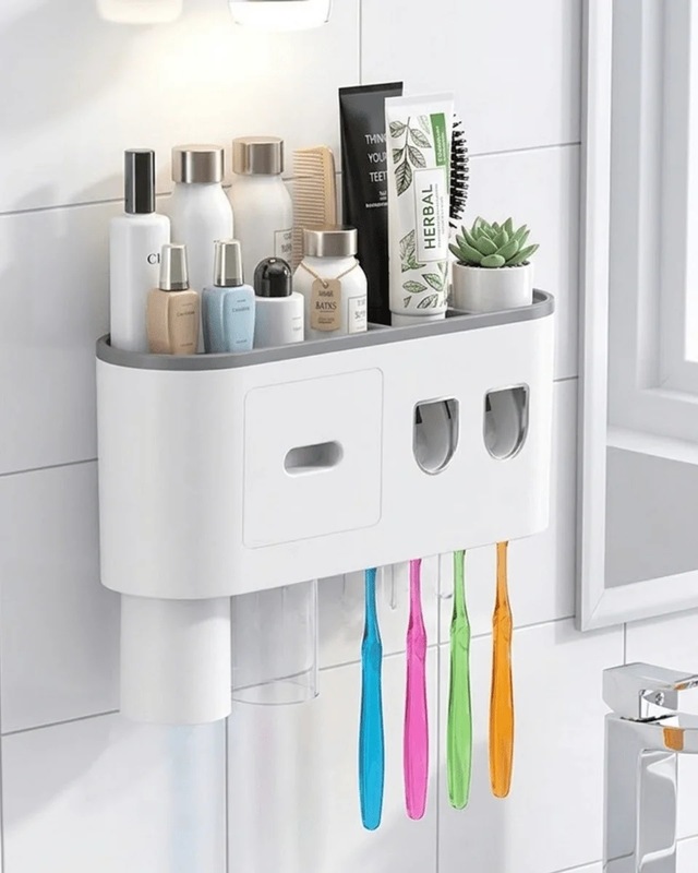 Lb Banyo Organizer Diş Fırçası Tutucu Çift Dispenserli Raflı Çekmeceli