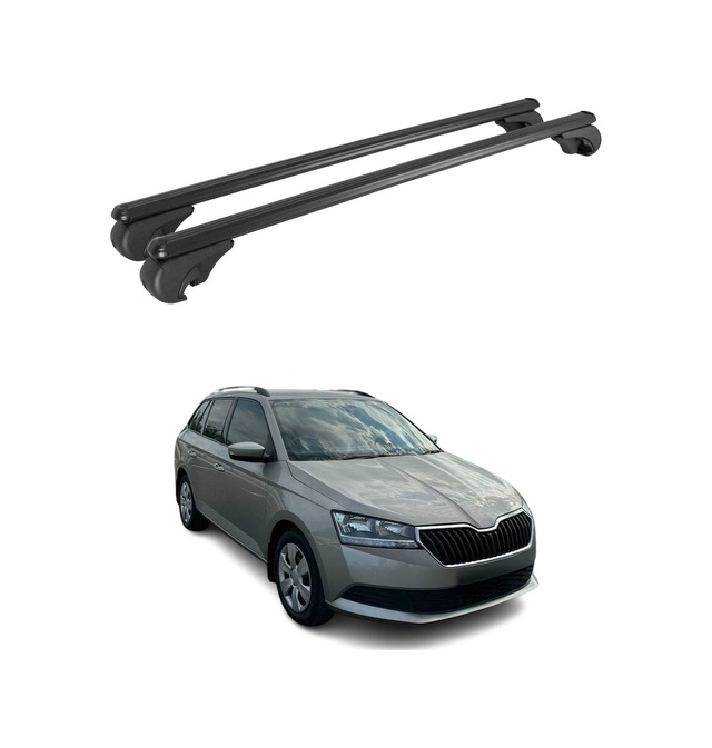 Skoda Fabia Iıı Station Wagon 2014-2022 Arası Uyumlu Port Bagaj Taşıyıcı Ara Atkı Alüminyum Siyah 2 Parça
