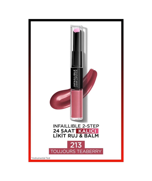 L'Oreal Paris Infaillible 2 Step 24 Saat Kalıcı Likit Ruj & Balm 213 Toujours Teaberry