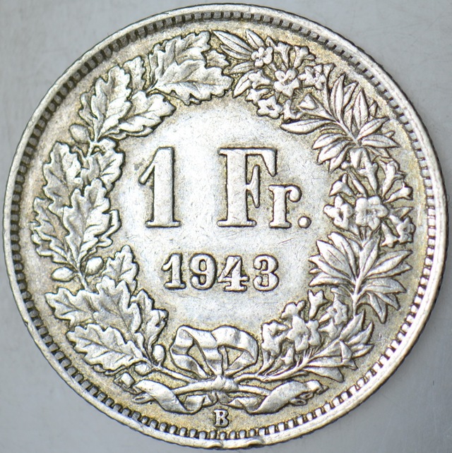 İsviçre 1 Frank 1943 Iı. Dünya Savaşı Dönemi Gümüş 5 Gr. 65917620
