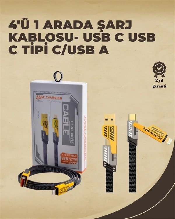 Ers 4'ü 1 Arada Metal Hızlı Veri Kablosu 65w Güç, 27w İphone Desteği, 480mbps Aktarım