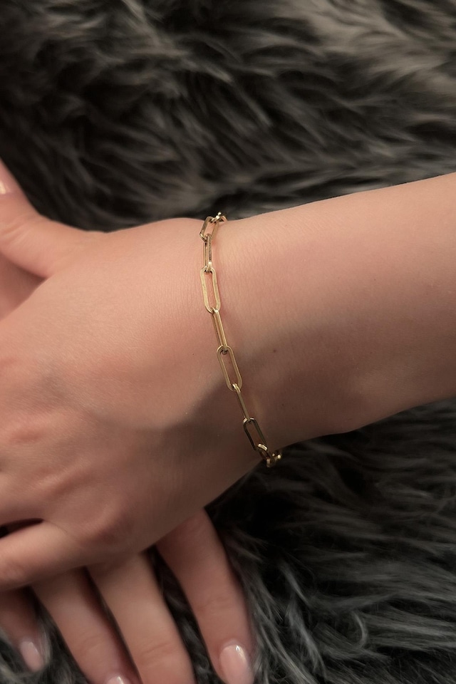 14 Ayar Altın Omega Kilit Detaylı Ataç Bileklik 5 Mm Sarı Altın
