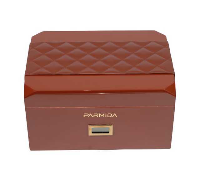 Parmida Kahverengi Deri Şeritli Çekmeceli Sedir Humidor Puro Kutusu