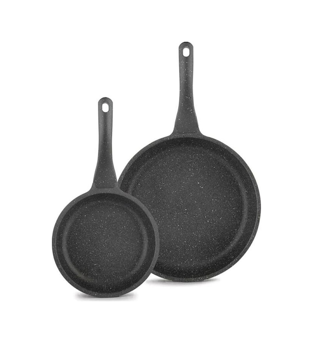 Eda Focus Döküm Granit 2'li Tava Seti Orta Boy 24cm+ Büyük Boy 28cm Siyah