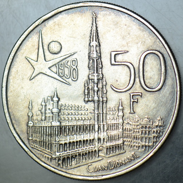 Belçika 50 Frank 1958 Gümüş Hatıra-brüksel Dünya Fuarı 12,5 Gr.