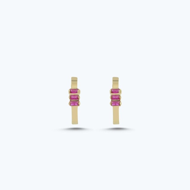 Altınbaş Pembe Taşlı Altın Halka Küpe Akp0366-y-25649-p Çok Renkli