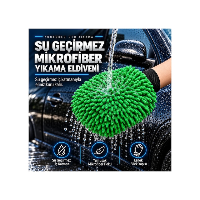 Newmix Premium Su Geçirmez Mikrofiber Yıkama Eldiveni Karışık Renk