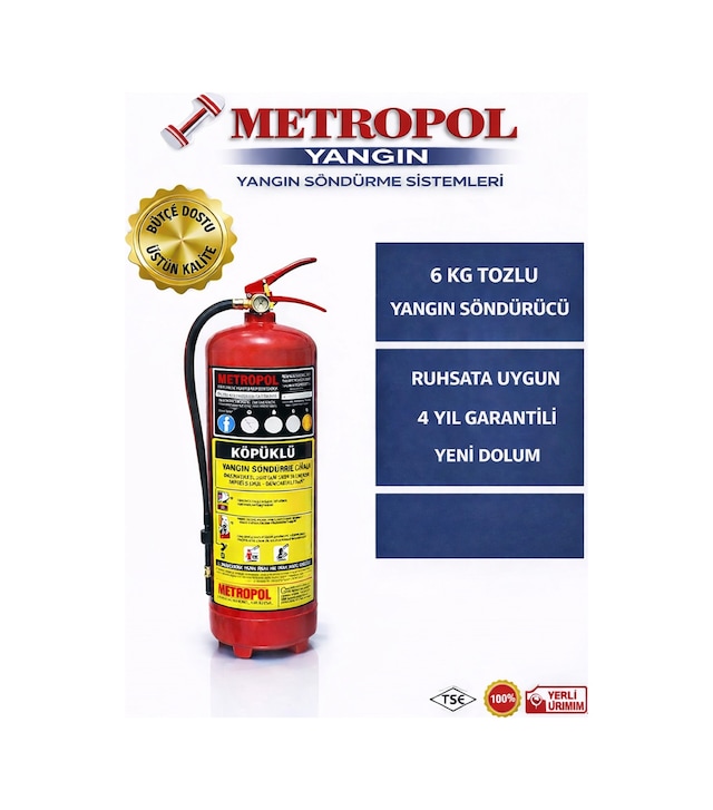 6 Kg Foam Köpüklü Ruhsata Uygun 4 Yıl Tarih Süreli Yangın Söndürücü - 794135622