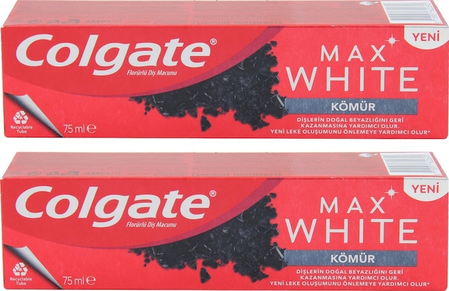 Colgate Max White Charcoal Kömür Beyazlatıcı Florürlü Diş Macunu 2 x 75 ML
