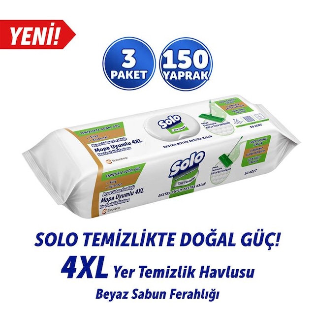 Solo Beyaz Sabun Ferahlığı Mop Uyumlu Yüzey Temizlik Havlusu 3'lü