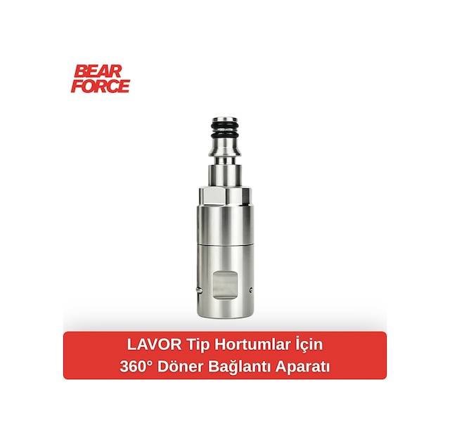 Robeve Bear Force 360 Döner Hortum Bağlantı Aparatı Paslanmaz Çelik Swivel Adaptör, Bilyalı Yataklı Basınçlı Yıkama Hortum Konnektörü Lavor Uyumlu