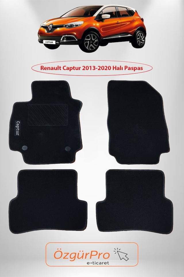 Rizline Renault Captur 2013-2020 Araca Özel Halı Paspas Klipsli