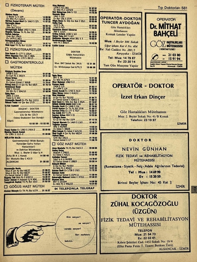 İzmir 1982-1983 Meslek Reklam İlanı Efemera S581 Teşhir Ürün