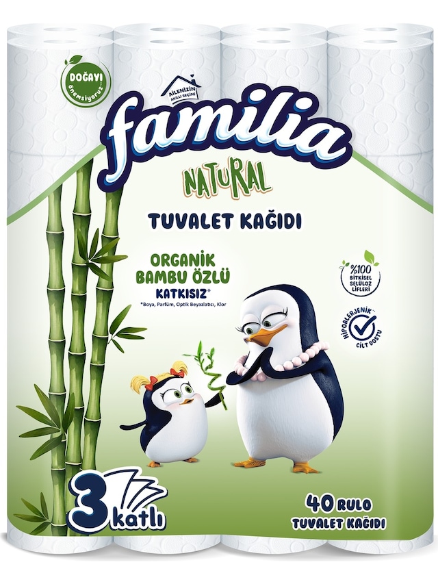 Familia 3 Katlı Bambu Natural Tuvalet Kağıdı 40 Rulo