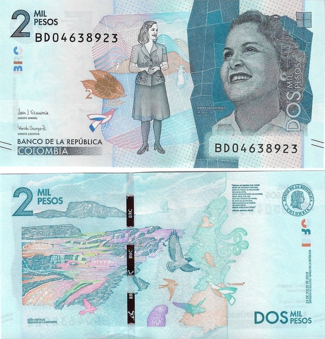 Kolombiya 2019 Yılı 2000 Pesos Yabancı Kağıt Para Çil Unc Koleksiyon Para