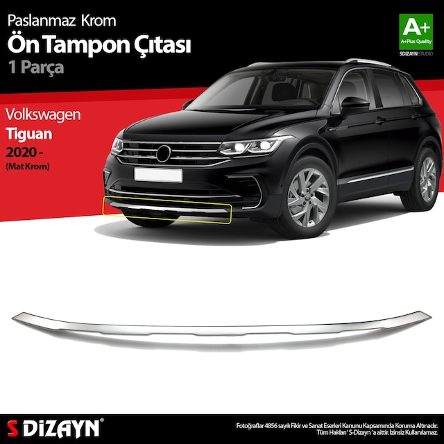 S-Dizayn Vw Tiguan Krom Ön Tampon Çıtası 2020 Üzeri Mat Krom
