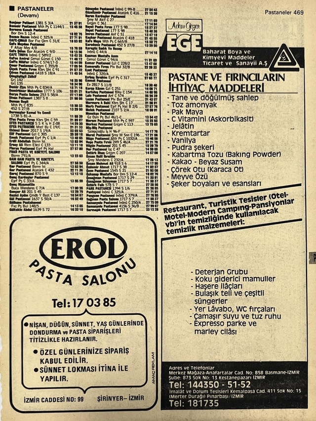 İzmir 1982-1983 Meslek Reklam İlanı Efemera S469 Teşhir Ürün
