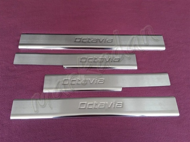 Woc Chrome Skoda Octavia Krom Kapı Eşiği 2013-2019 4 Parça Paslan