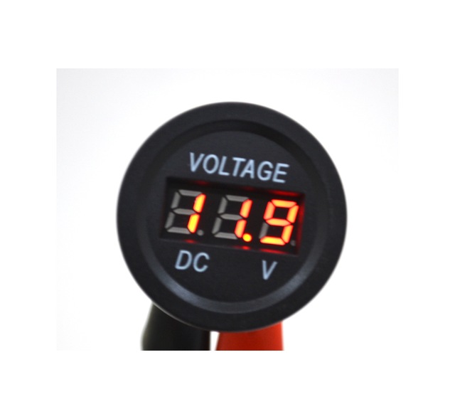 12v 24v Dc Voltmetre Yuvarlak Düz Kırmızı Rakam