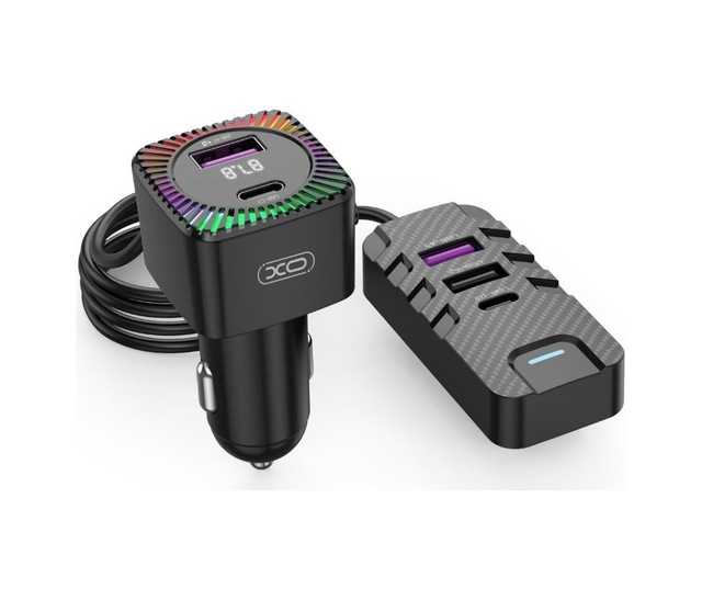 Bcc13 Çok Fonksiyonlu Araç Şarj Adaptörü - Led Işıklı Çift Usb Çıkışlı - 5v3.1v Ortam Aydınlatmalı