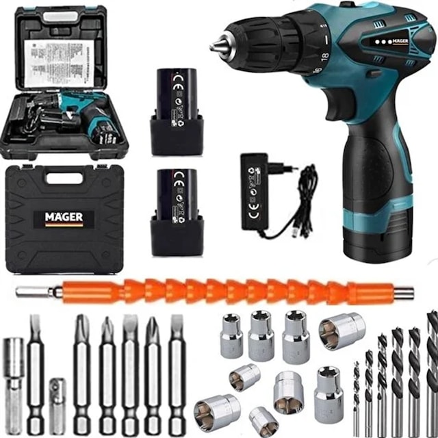 Mager MGR1020DRSN Germany Thechnology Çift Akülü Şarjlı Vidalama Matkap Ve 24 Parça Set