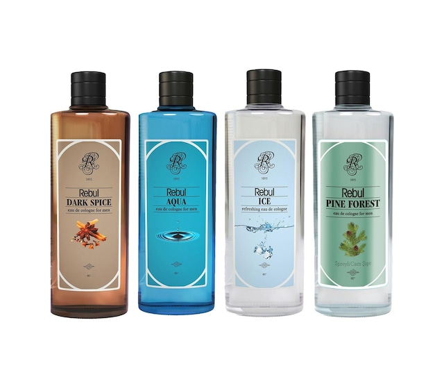 Rebul Aqua + Dark Spice + Ice + Pine Kolonya 4 x 250 ML