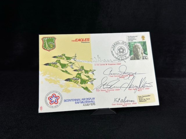 İngiltere Kraliyet Hava Kuvvetleri İlk Gün Zarfı Fdc 1976 Royal Air Force Usa The Eagles Phantoms Usa Display Team Team Signed Islak İmzalı Limited Limitli Zarf